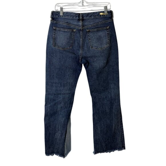 Pilcro The Letterpress High-Waist Blue Jeans Flare Leg Crop Frayed-Hem Size 28 - Picture 2 of 8